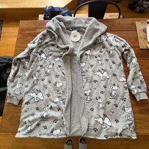 PEANUTS Snoopy Open Front Fleece Lounge Cardigan Robe - XL